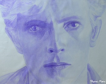 David Bowie Portrait Purple Ink