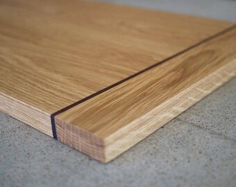 Bread board, chopping board, serving board - oak with jarrah detail.