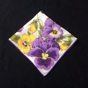 Purple pansy | Etsy Vintage Purple Pansy Handkerchief, Flower Hankerchief, Floral Hankie, Cotton Hanky