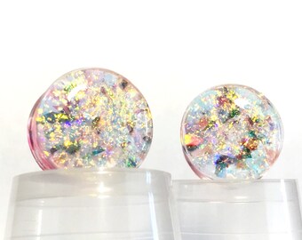Sparkle Plugs, Glitter Plugs, Dichroic Plugs, Angel Plugs, Bling Plugs, Ear Gauges, Ear Plugs Pair, Natural Plugs, Ear Weights, 00g, Tunnels