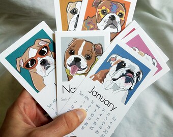 2018 English Bulldog Calendar - Printed on Recycled Linen Paper