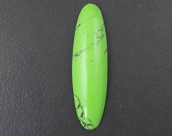 Green Howlite Cabochon, 54x15mm, oval shaped, long thin cab, large cabochon, lime green cab, long oval cab, howlite, cabochon, green
