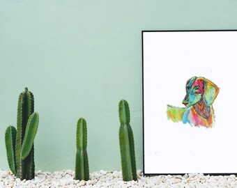 Dachshund Art Print - Original Watercolor Wall Art Print