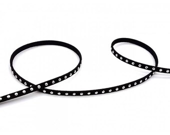 Suede studded rivets in silver 4.5 mm black by the yard