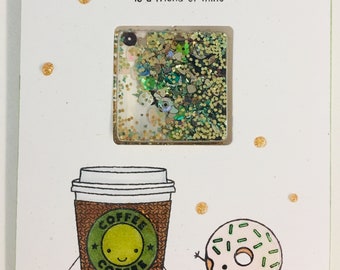 Coffee/donut themed shaker card with envelope Blank inside