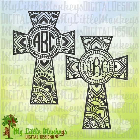 Download Mandala Cross Monogram Base Digital Clipart and Cut File