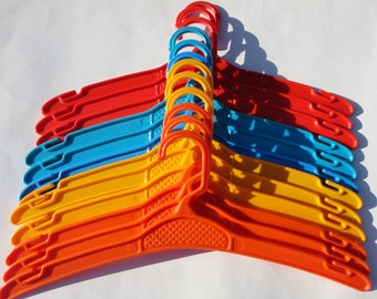70s Plastic Hangers In Bright Colors // 12 Pieces // Made In Denmark