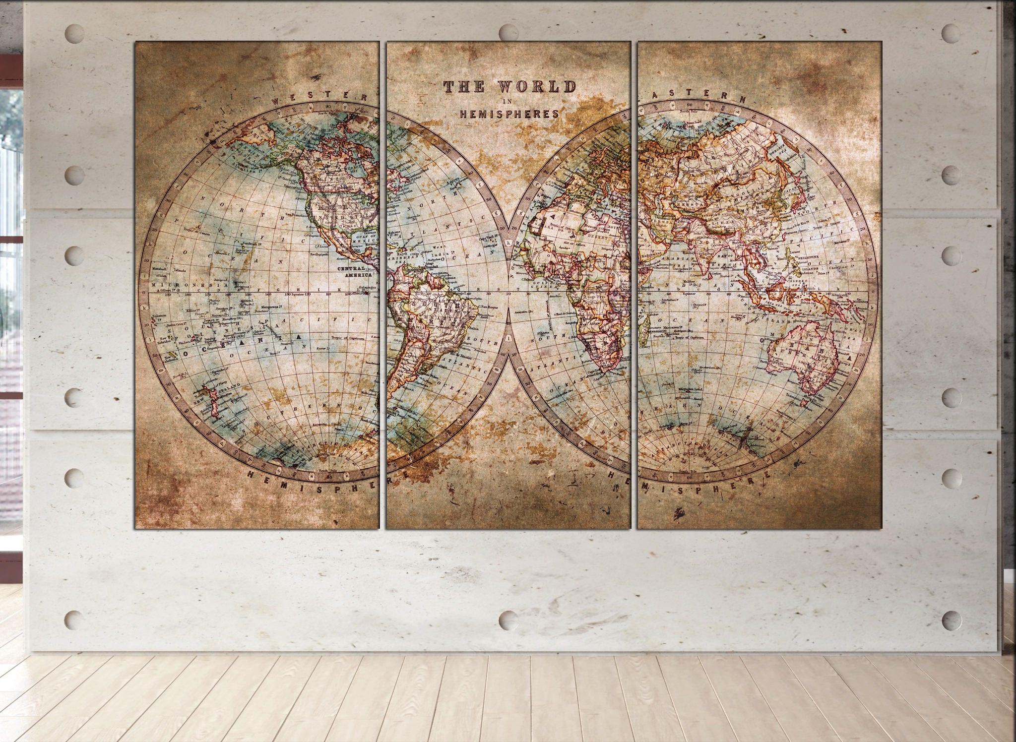 vintage world map canvas print vintage map canvas old world map historic map antique style world map art work artwork office decor
