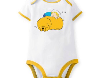 Adventure Time Sleeping Baby Finn and Jake Bodysuit Romper One Piece