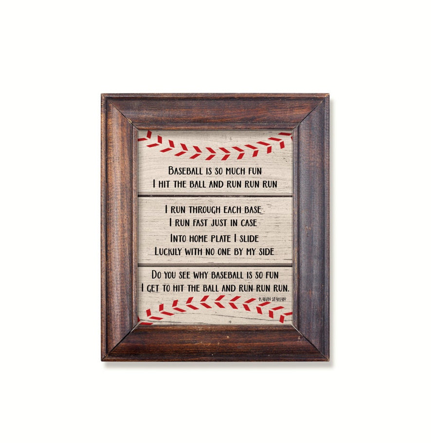 Baseball poem print. Little Boys Sports bedroom art. Baseball