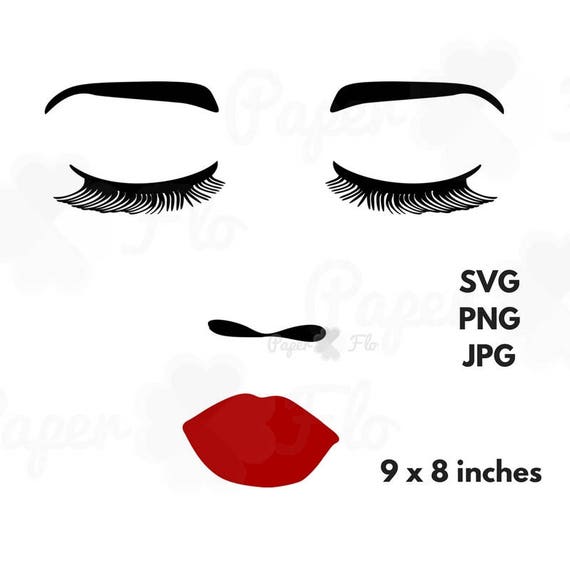 Graphic lashes lips with design red quacker factory