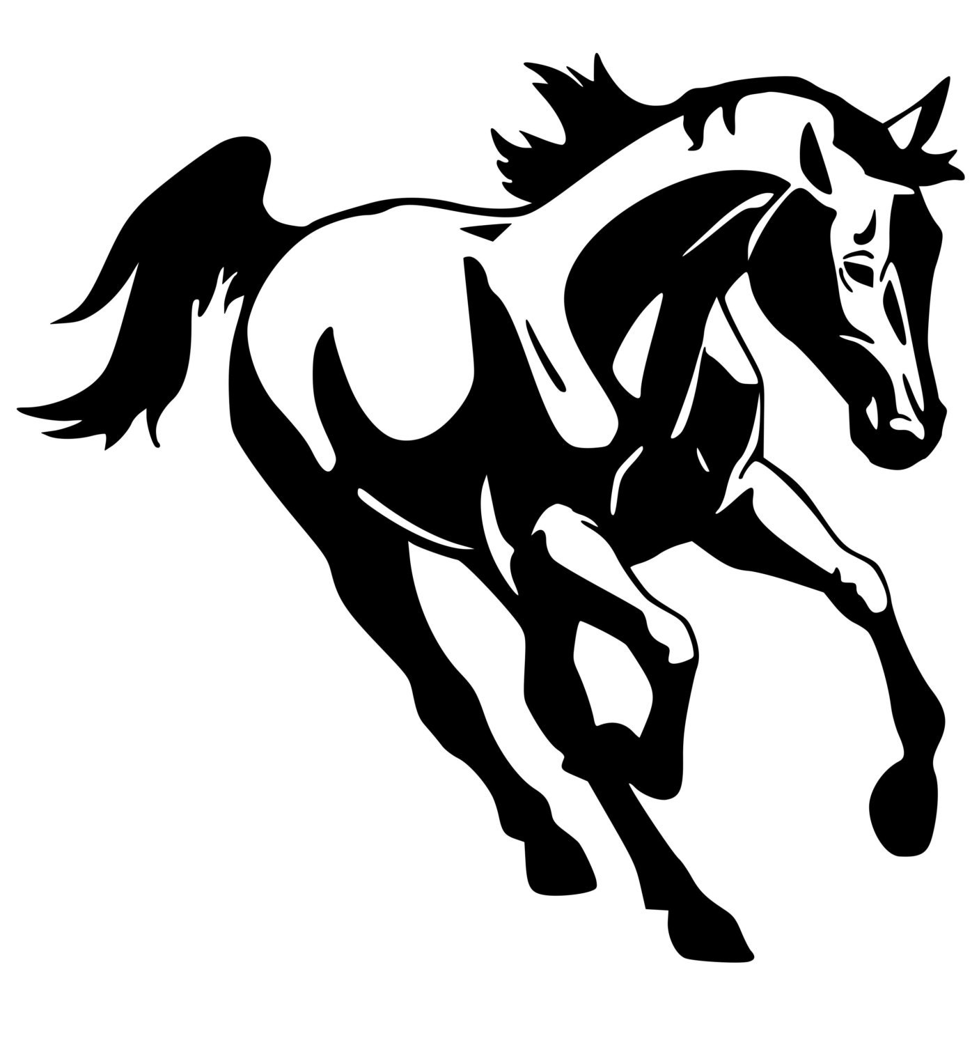 thumbnail image 2 of Running Horse Mustang Vinyl Decal - Blue Flames Design 5.5x3.75 Inches 2 of 10