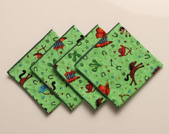 Lunch Box Napkins, Cowboy Napkins, Children’s Napkins, Small Cloth Napkins, Set of 4 Party Napkins
