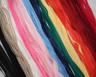 Lot 75 yards PICOT edged loop stretch doll craft elastic 1/4" 3/8" 1/2" inch