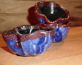 Ceramic cups 3erSet_9x4cm_rustikal_handarbeit_Unikat_Blumen_Effekt