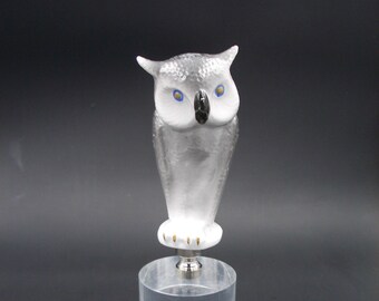 Custom Lamp Finial Featuring a Clever Looking Grey Owl