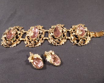 Vintage Costume Jewelry Bracelet and Earrings