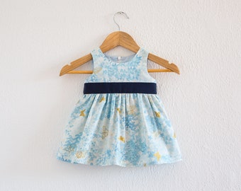Baby Butterfly Dress in Blue and Gold