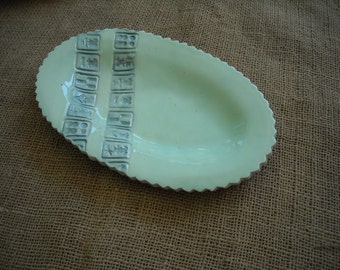 Mahjong Serving Plate - Mahjong Pottery - Oriental Plate - Mahjong Dish - Oriental Pottery - Green Mahjong Dish - Mahjong Ceramics
