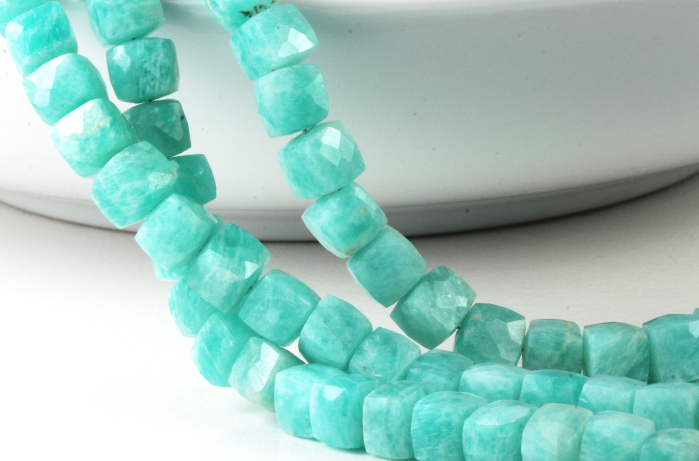 Amazonite Cube Beads Faceted Amazonite Pastel Mint Green 7mm to 7.5mm
