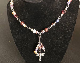 Amethyst and Garnet T Necklace