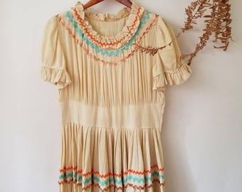 Vintage Sheer Cream Tiered Lace Dress