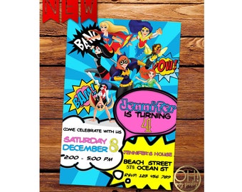 Dc Super Hero Girls Invitation, dc superhero girls, dc superhero girls birthday, dc superhero girls party, dc superhero girls, dc superhero