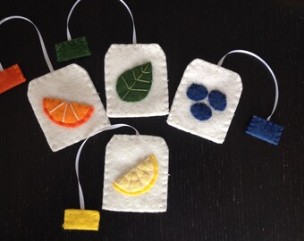 Felt Play Tea Bags, Pretend Play, Tea Party