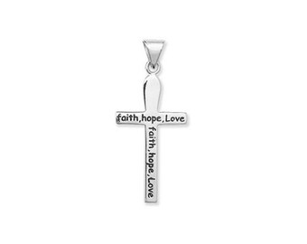 Sterling Silver Faith, Hope, Love Cross Pendant