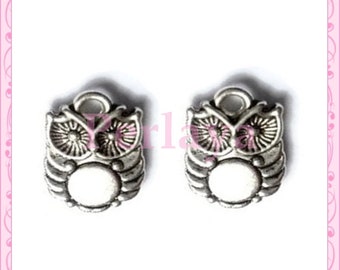 Set of 15 REF2264X3 silver OWL charms