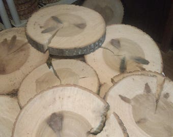 15 Pc 9.5" to 12" poplar Log Slices Wood Disk Rustic Wedding Centerpiece Coaster