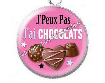 Resin cabochon pendant I can't I have chocolate