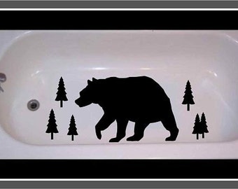 Non Skid Non Slip Bear and Trees for Tub or Shower
