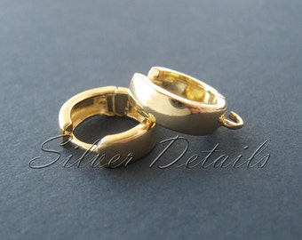Top Quality 24K Gold Vermeil European Hoops latch back leverbacks 13 mm Sterling Silver 925 creole earring finding reference code H5Y