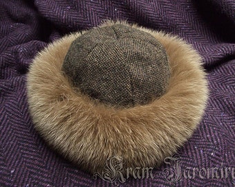 Early medieval round hat with fox fur / Viking Slav