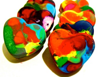 Kid's VALENTINE'S Day HEART Crayons - Mini Heart Recycled Crayon Set - Heart Crayons for Valentines Day-Mini Rainbow Crayons in Gift Box Set
