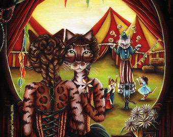 Bengal Cat Art 78Tarot Carnival Circus Performers 5x7 Fine Art Print