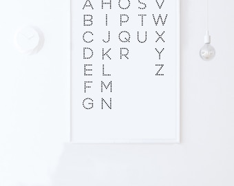 Nursery Alphabet Art-Nursery Wall Letters-Alphabet Poster Printable Art-Kids Room Wall Art Scandinavian ABC Print 24x36 Instant Download Art
