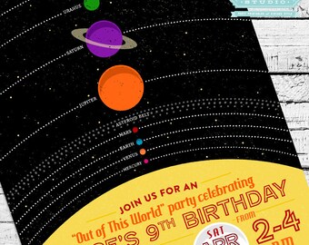 Retro Solar System Birthday Invitation