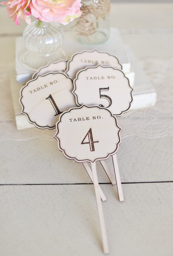 rustic wood table numbers vintage inspired wedding wedding