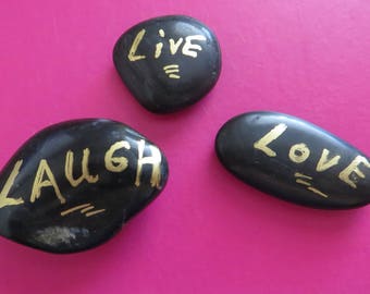Live Laugh Love stones pebbles River Rocks Bathroom ring dish rocks