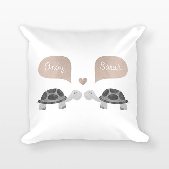 TURTLE Pillow, Animal Couple Pillow, Personalized Pillow, Unique Wedding Gift for Couple, Custom Throw Pillow, Decorative Pillow for Couch