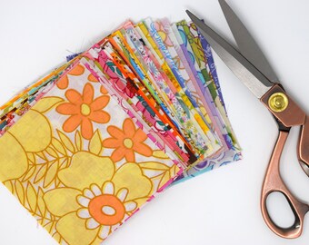Vintage Retro Floral 5" Fabric Squares Quilting Patchwork Charm Pack