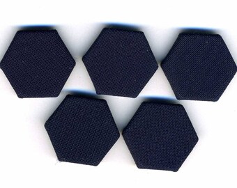 Vintage Buttons, Set of 5 Hexagon Fabric