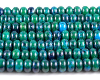 10x6-10x7mm Turquoise Chrysocolla Gemstone Donut Rondelle Loose Beads 16 inch Full Strand (90114169-206)