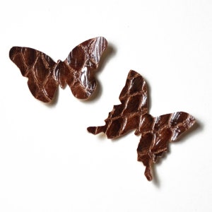 Butterfly Die Cut Brown Patent Croc Faux Leather Vinyl Pleather, Vegan Leather for Jewelry Making, Scrapbooking, Applique, Gift Tags, & More