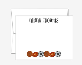 Personalized Stationery - Sports - Flat Note Cards
