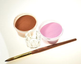 Nail Kit Acrylic Color Powder, Glass Cup, Kolinsky Acrylic Nail Brush # 12