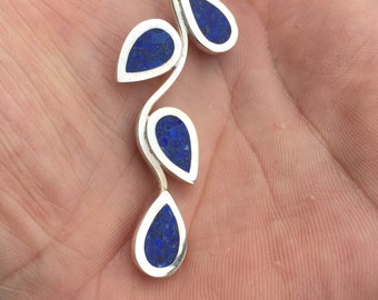 Lapis Lazuli Leaf Necklace,Ring,Earring,coated 925 Sterling Silver,Charm Pendant