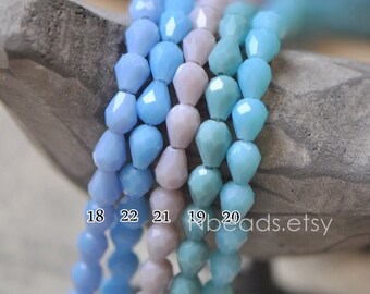 70pcs Faceted Teardrop Crystal Glass Beads 5x7mm - (SS05)